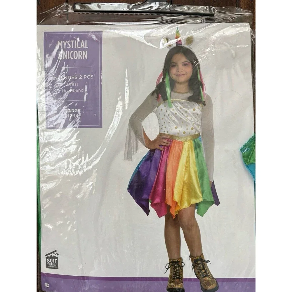 Mystical Unicorn Girl Fantasy Fancy Dress Up Halloween Child Costume L NEW